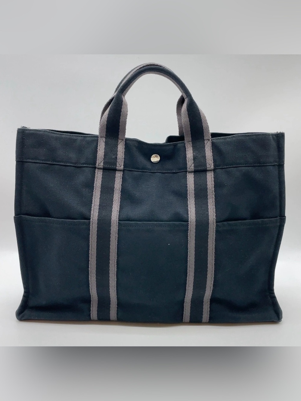 Auth Hermes Canvas Fourre Tout MM Black tote bag